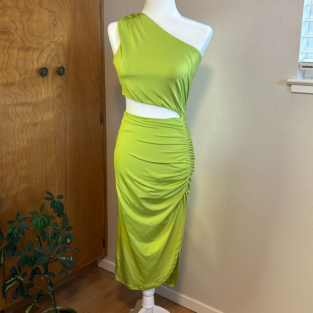 Kasia Lime Green Bodycon Cut Out Dress NWOT
